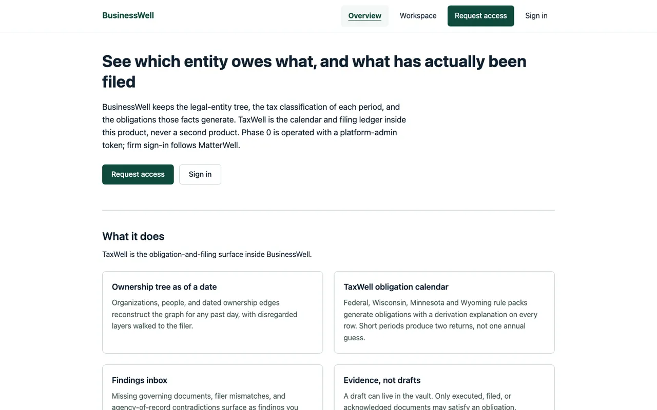 BusinessWell home page