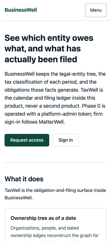 BusinessWell on a phone