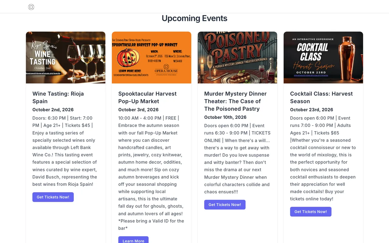 Event management home page
