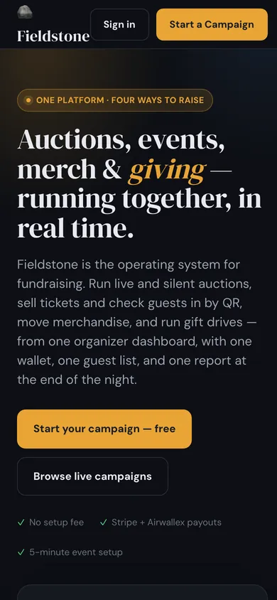 Fieldstone on a phone