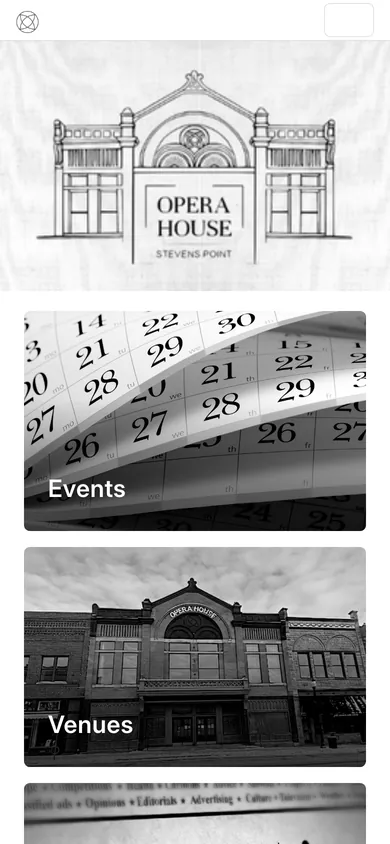 Stevens Point Opera House on a phone