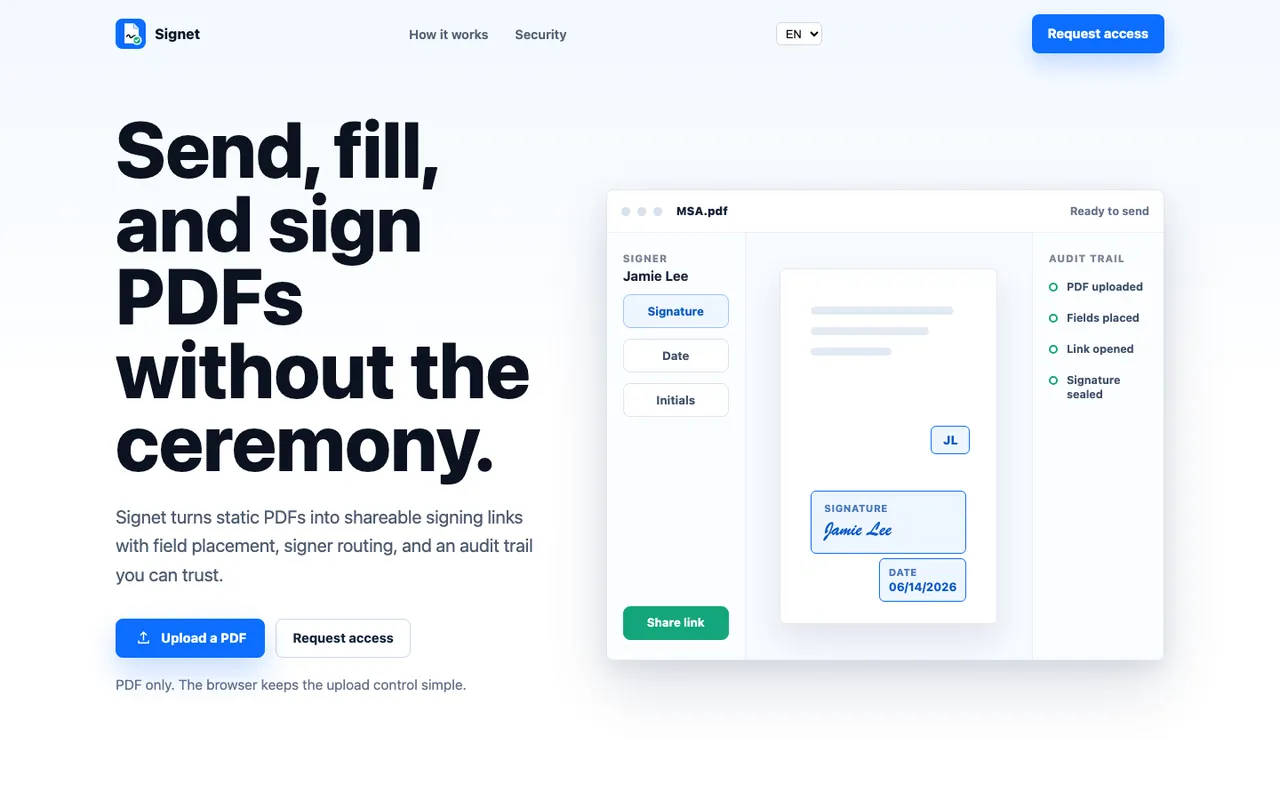 Signet home page